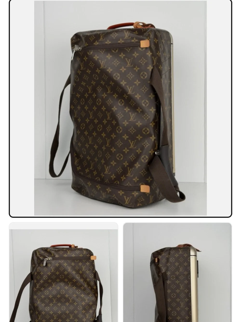 Louis Vuitton Monogram Rolling Travel Bag in Brown with Tan Trim